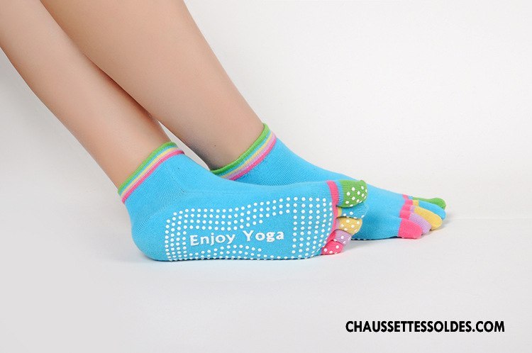 Chaussettes De Yoga Femme Dame Santé Cinq Doigts Antidérapant Mouvement Chaussettes En Coton Violet