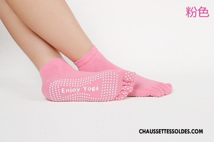 Chaussettes De Yoga Femme Dame Santé Cinq Doigts Antidérapant Mouvement Chaussettes En Coton Violet