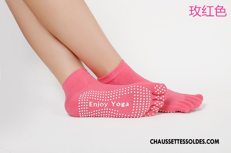 Chaussettes De Yoga Femme Dame Santé Cinq Doigts Antidérapant Mouvement Chaussettes En Coton Violet