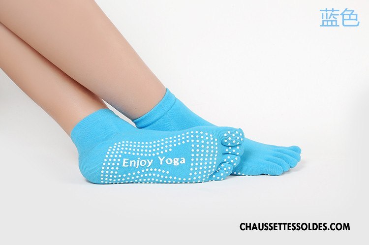 Chaussettes De Yoga Femme Dame Santé Cinq Doigts Antidérapant Mouvement Chaussettes En Coton Violet