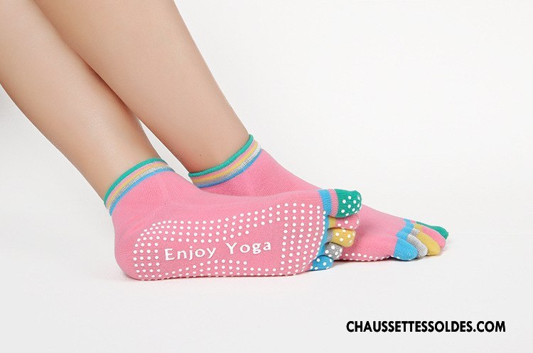 Chaussettes De Yoga Femme Dame Santé Cinq Doigts Antidérapant Mouvement Chaussettes En Coton Violet