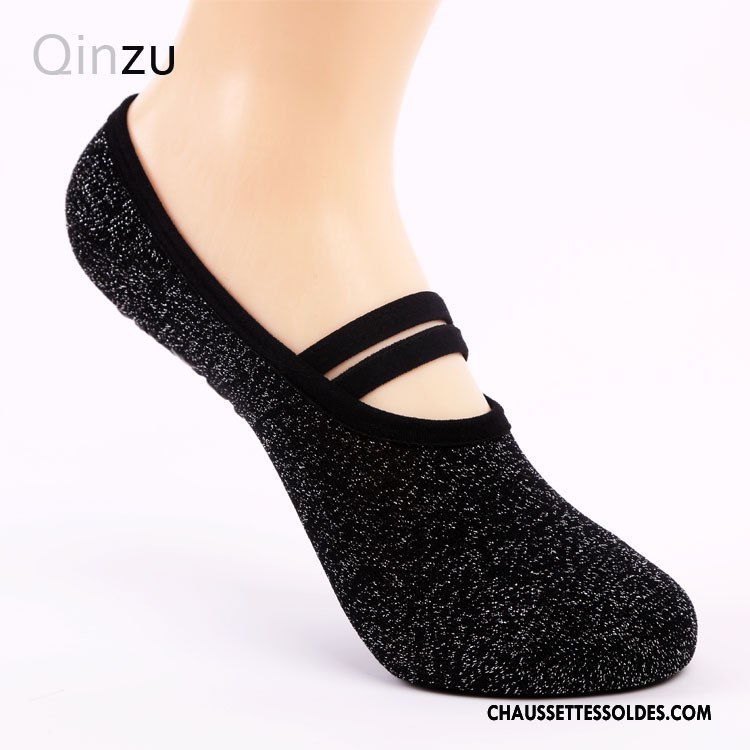 Chaussettes De Yoga Femme Danse Antidérapant Ballet Chaussette De Noël Dos Nu Noir Argent