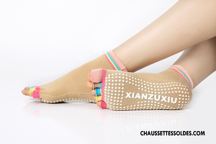 Chaussettes De Yoga Femme Doigts Exposés Métier Nouvelles Arrivées Antidérapant Courte Anti-odeur Vert Foncé