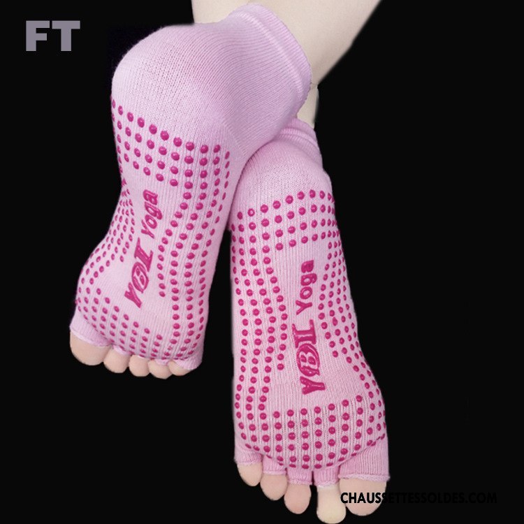 Chaussettes De Yoga Femme Dos Nu Imprimé Métier Protection Environnementale 100% Coton Ouverture Du Pied Violet