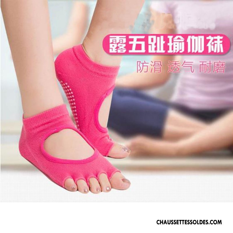 Chaussettes De Yoga Femme Hiver Silicone Cinq Doigts 100% Coton Métier Chaussette Basse Coupée Violet