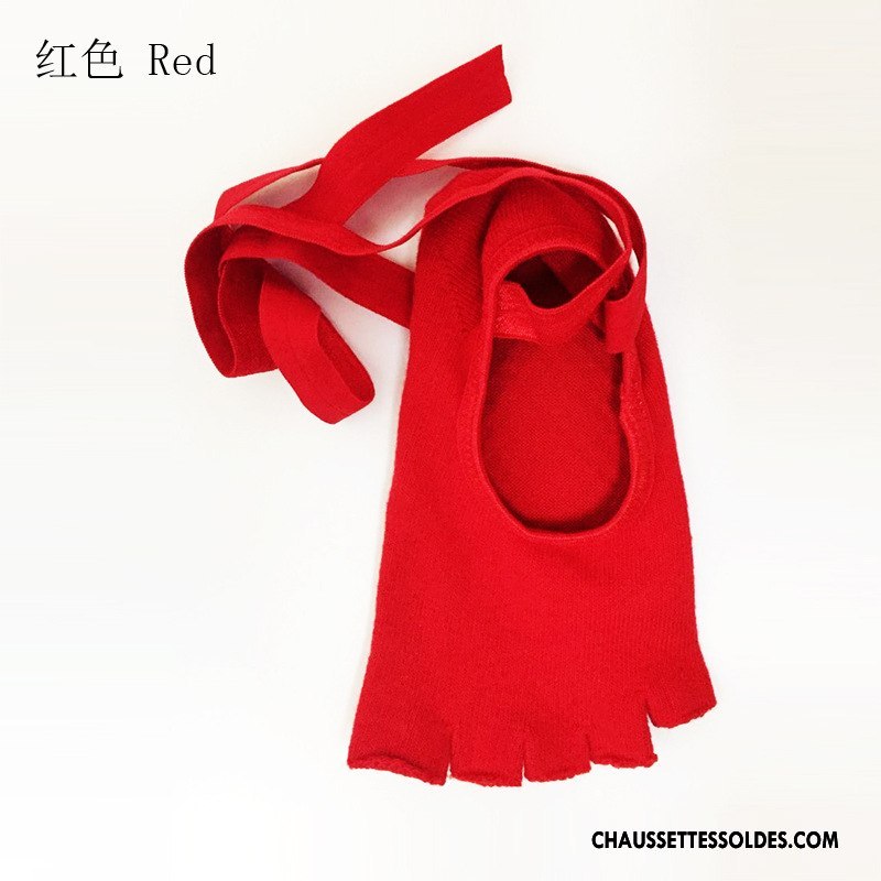 Chaussettes De Yoga Femme Laçage Dame Danse Ballet Antidérapant Ouverture Du Pied Noir