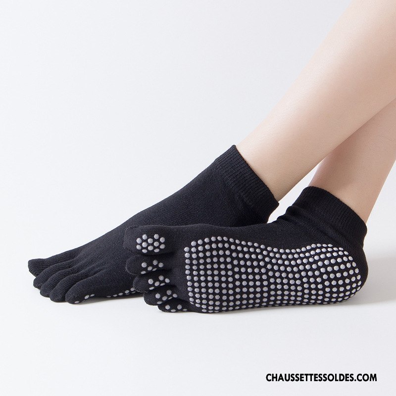 Chaussettes De Yoga Femme Massage Coton Bio Mouvement Antidérapant Dame Ouverture Du Pied Violet