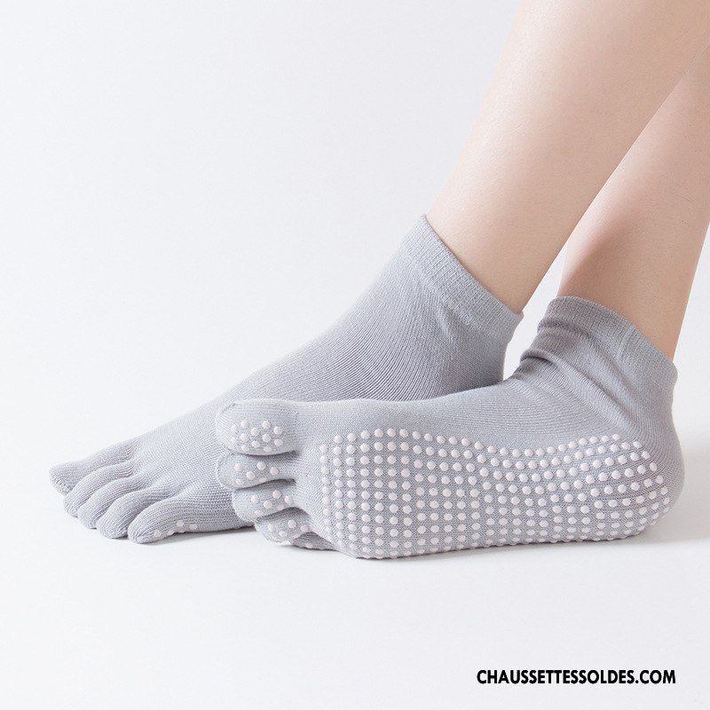 Chaussettes De Yoga Femme Massage Coton Bio Mouvement Antidérapant Dame Ouverture Du Pied Violet