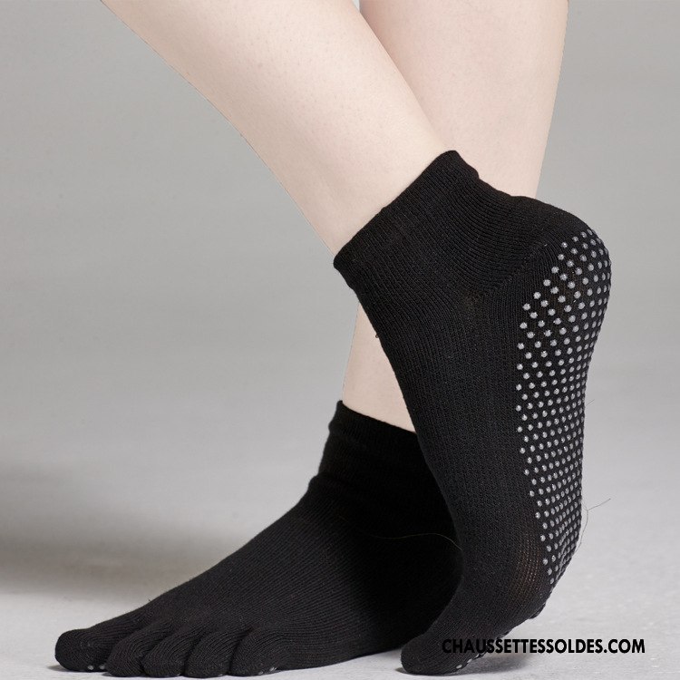 Chaussettes De Yoga Femme Milieu Élasticité 100% Coton Silicone Dame Cinq Doigts Rose