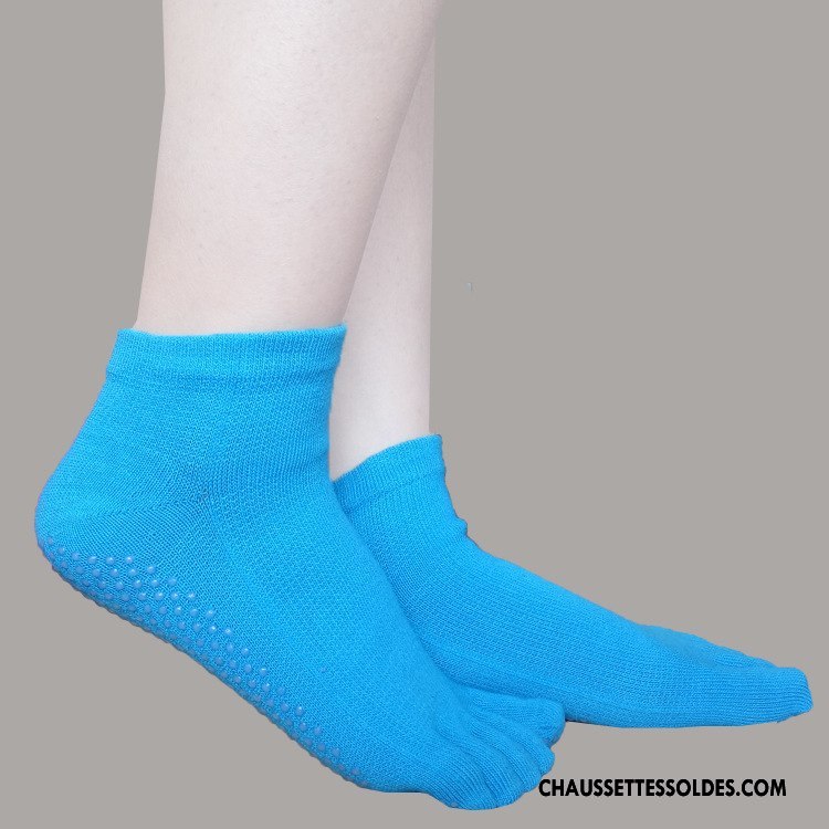 Chaussettes De Yoga Femme Milieu Élasticité 100% Coton Silicone Dame Cinq Doigts Rose