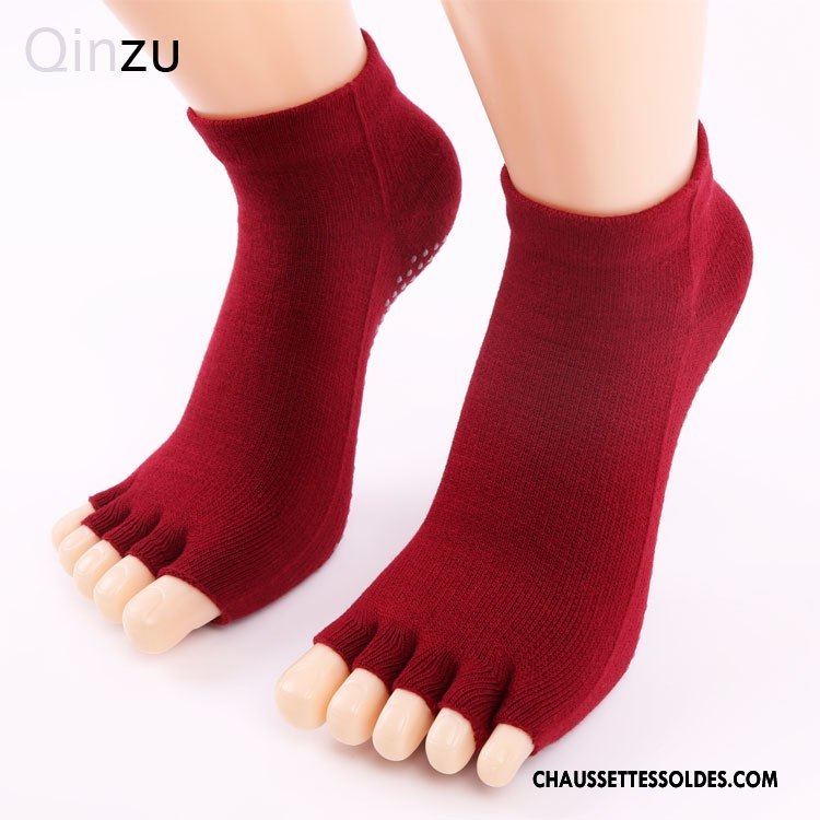 Chaussettes De Yoga Femme Mouvement Dos Nu Ouverture Du Pied Dame Antidérapant Aptitude Bordeaux