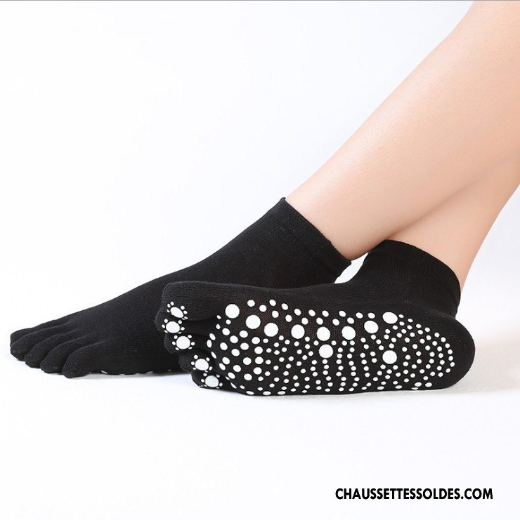 Chaussettes De Yoga Femme Métier Antidérapant Anti-odeur Cinq Doigts Matelassé Silicone Bleu