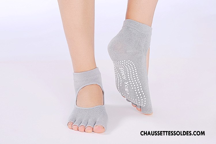 Chaussettes De Yoga Femme Métier Cinq Doigts Dos Nu Antidérapant Clair Danse Violet
