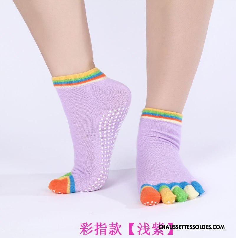 Chaussettes De Yoga Femme Métier Mouvement Cinq Doigts Doigt De Pied Danse Antidérapant Bleu
