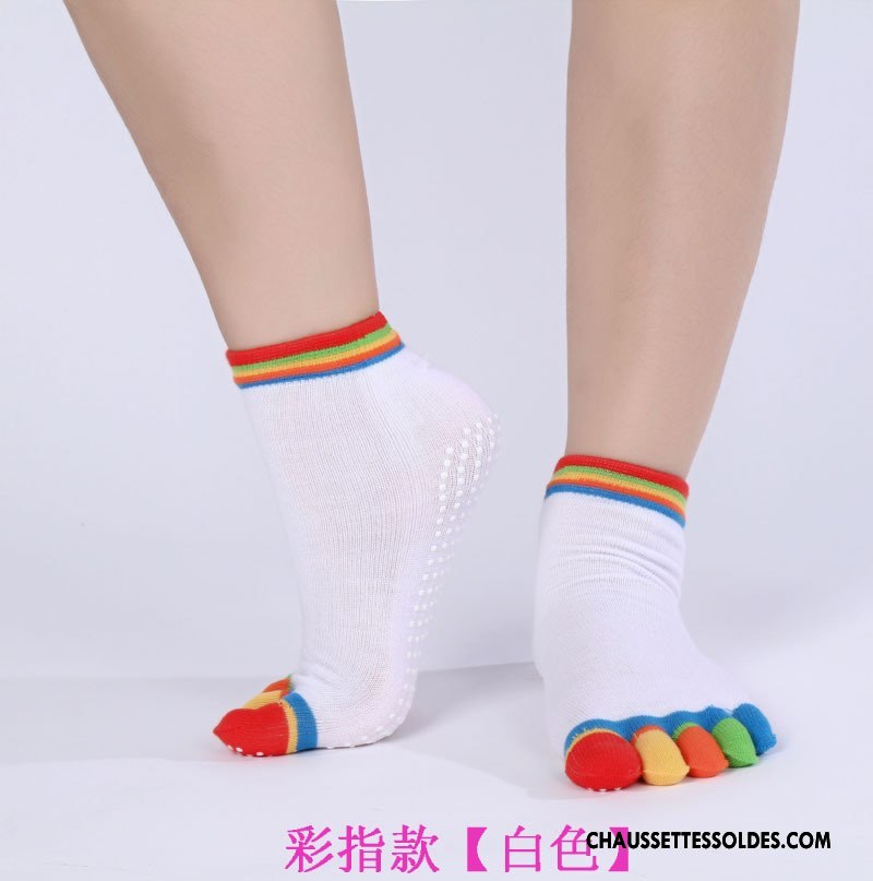 Chaussettes De Yoga Femme Métier Mouvement Cinq Doigts Doigt De Pied Danse Antidérapant Bleu