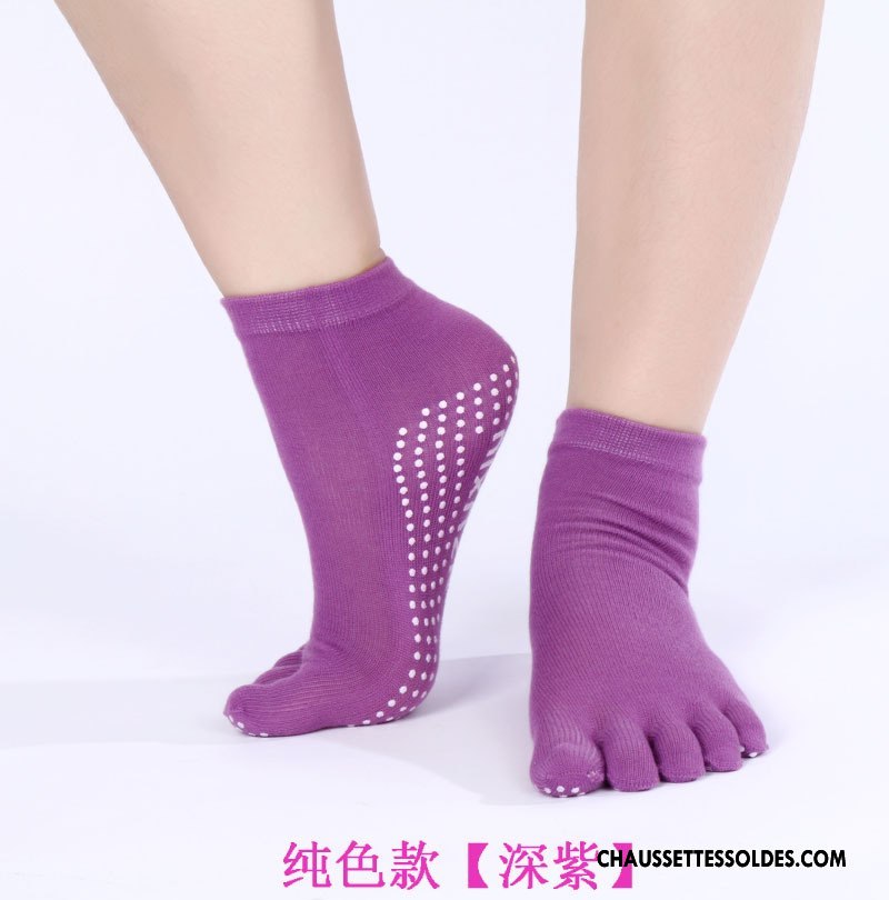 Chaussettes De Yoga Femme Métier Mouvement Cinq Doigts Doigt De Pied Danse Antidérapant Bleu