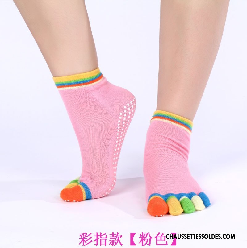 Chaussettes De Yoga Femme Métier Mouvement Cinq Doigts Doigt De Pied Danse Antidérapant Bleu