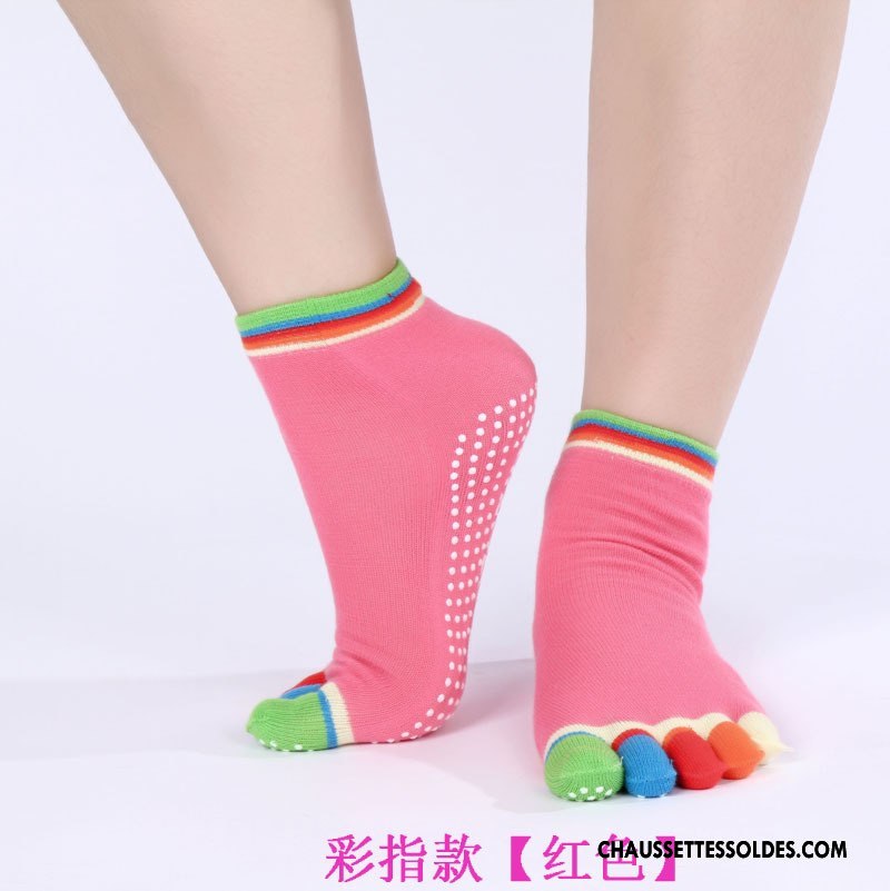 Chaussettes De Yoga Femme Métier Mouvement Cinq Doigts Doigt De Pied Danse Antidérapant Bleu