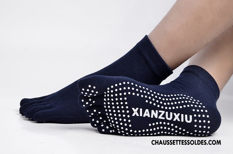Chaussettes De Yoga Femme Ouverture Du Pied Dos Nu Homme Métier Cinq Doigts 100% Coton Bleu