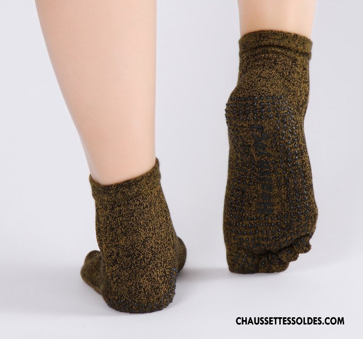 Chaussettes De Yoga Femme Respirant Coton Bio Mouvement Homme Cinq Doigts Antidérapant Gris