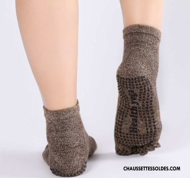 Chaussettes De Yoga Femme Respirant Coton Bio Mouvement Homme Cinq Doigts Antidérapant Gris