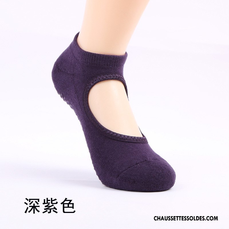 Chaussettes De Yoga Femme Terry Antidérapant Europe Dos Nu Noir