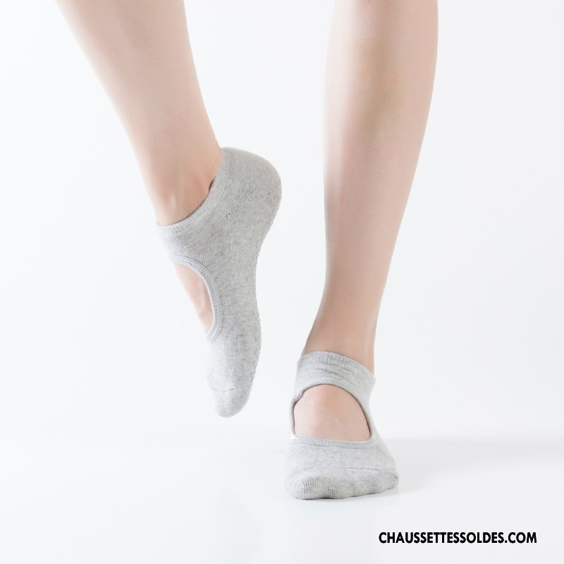Chaussettes De Yoga Femme Terry Clair Dos Nu Antidérapant Danse Coton Bio Violet