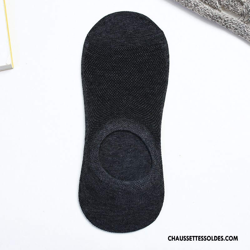 Chaussettes Invisibles Homme 100% Coton Respirant Été Cuisse Fishnet Printemps Pure Noir