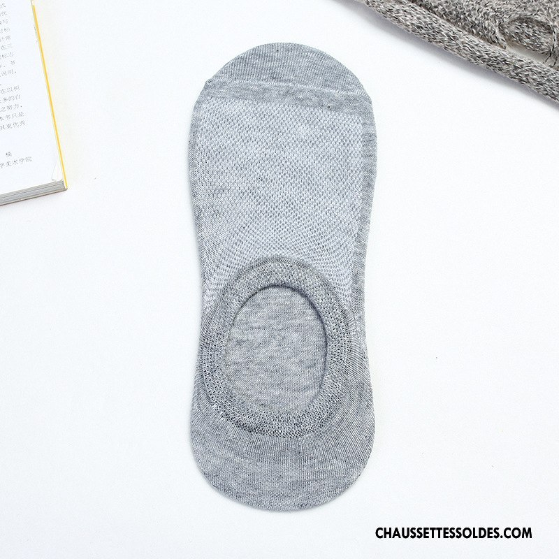 Chaussettes Invisibles Homme 100% Coton Respirant Été Cuisse Fishnet Printemps Pure Noir