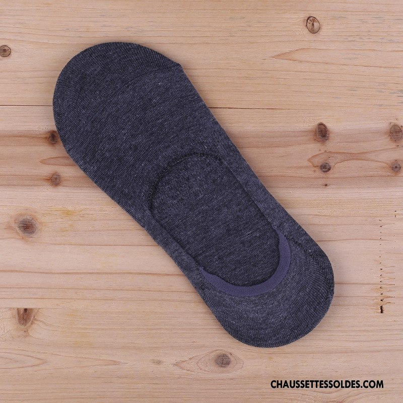 Chaussettes Invisibles Homme 100% Coton Silicone Antidérapant Chaussette Basse Coupée Pure Noir Clair