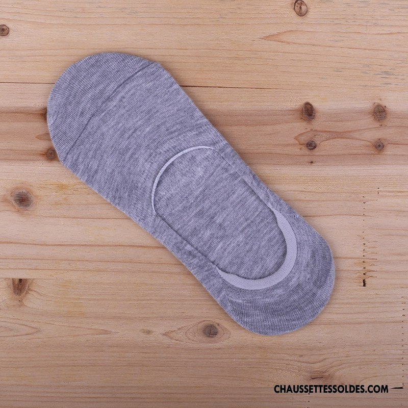 Chaussettes Invisibles Homme 100% Coton Silicone Antidérapant Chaussette Basse Coupée Pure Noir Clair