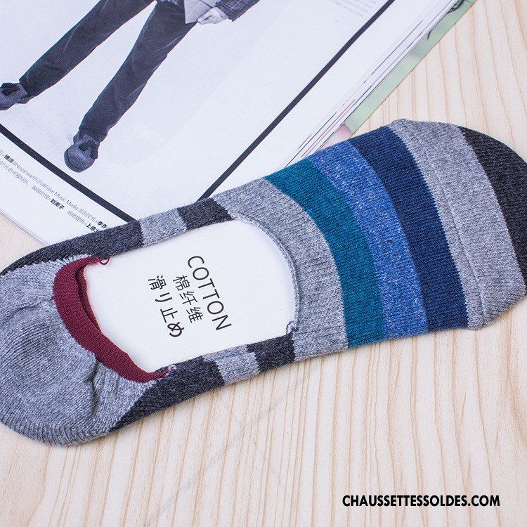 Chaussettes Invisibles Homme Absorber La Sueur Été Coton Bio Adulte Antidérapant Respirant Couleur De Contraste Coloré