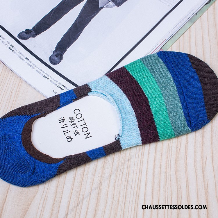 Chaussettes Invisibles Homme Absorber La Sueur Été Coton Bio Adulte Antidérapant Respirant Couleur De Contraste Coloré