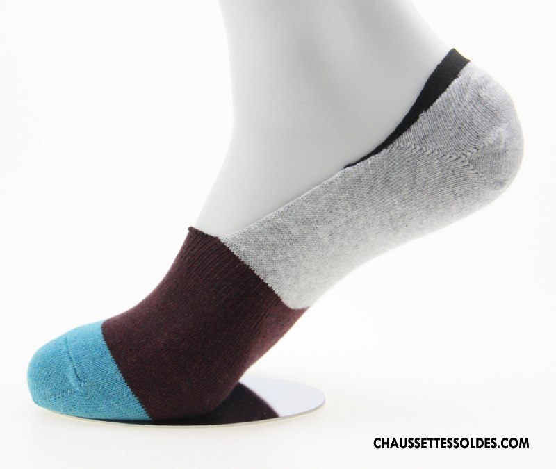 Chaussettes Invisibles Homme Absorber La Sueur Été Respirant Printemps Le Nouveau Simple Couleur De Contraste Or Clair
