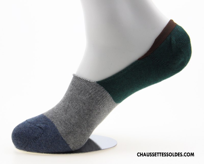 Chaussettes Invisibles Homme Absorber La Sueur Été Respirant Printemps Le Nouveau Simple Couleur De Contraste Or Clair
