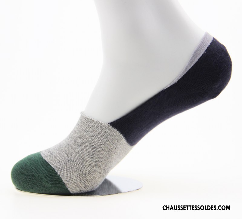 Chaussettes Invisibles Homme Absorber La Sueur Été Respirant Printemps Le Nouveau Simple Couleur De Contraste Or Clair