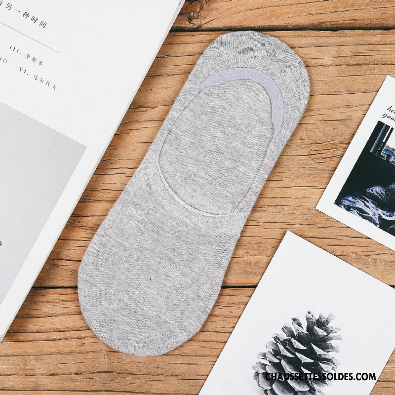 Chaussettes Invisibles Homme Anti-odeur Chaussette Basse Coupée 100% Coton Absorber La Sueur Silicone Chaussette Courte Pure Noir Clair