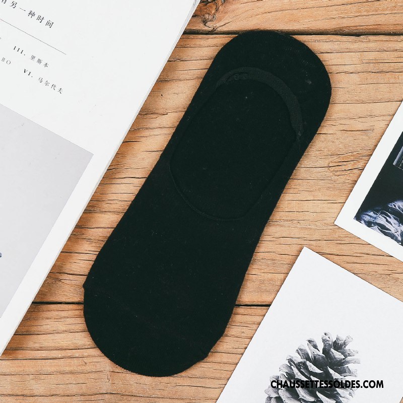 Chaussettes Invisibles Homme Anti-odeur Chaussette Basse Coupée 100% Coton Absorber La Sueur Silicone Chaussette Courte Pure Noir Clair