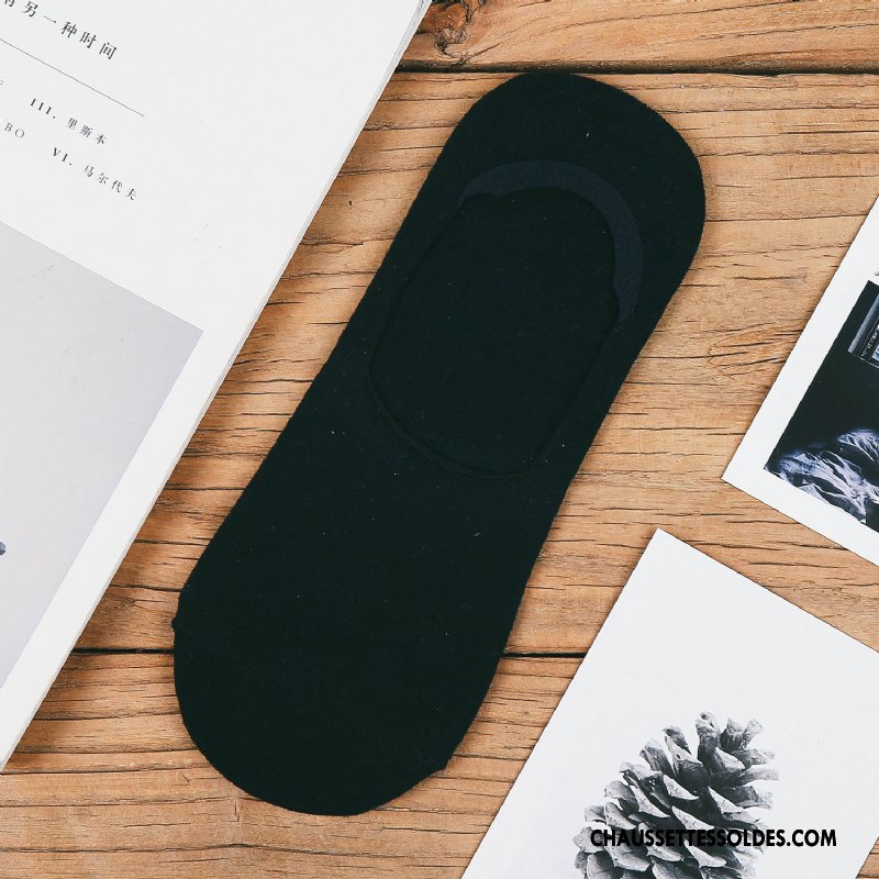 Chaussettes Invisibles Homme Anti-odeur Chaussette Basse Coupée 100% Coton Absorber La Sueur Silicone Chaussette Courte Pure Noir Clair