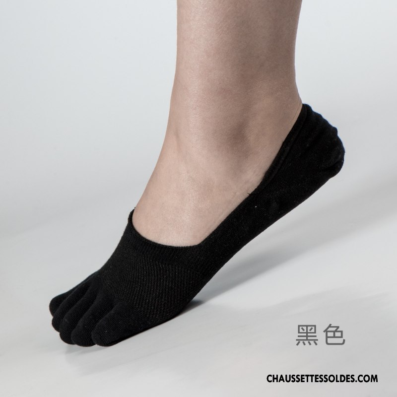 Chaussettes Invisibles Homme Anti-odeur Chaussette Basse Coupée Cinq Doigts Engrener Chaussettes En Coton De Travail Pure Bleu