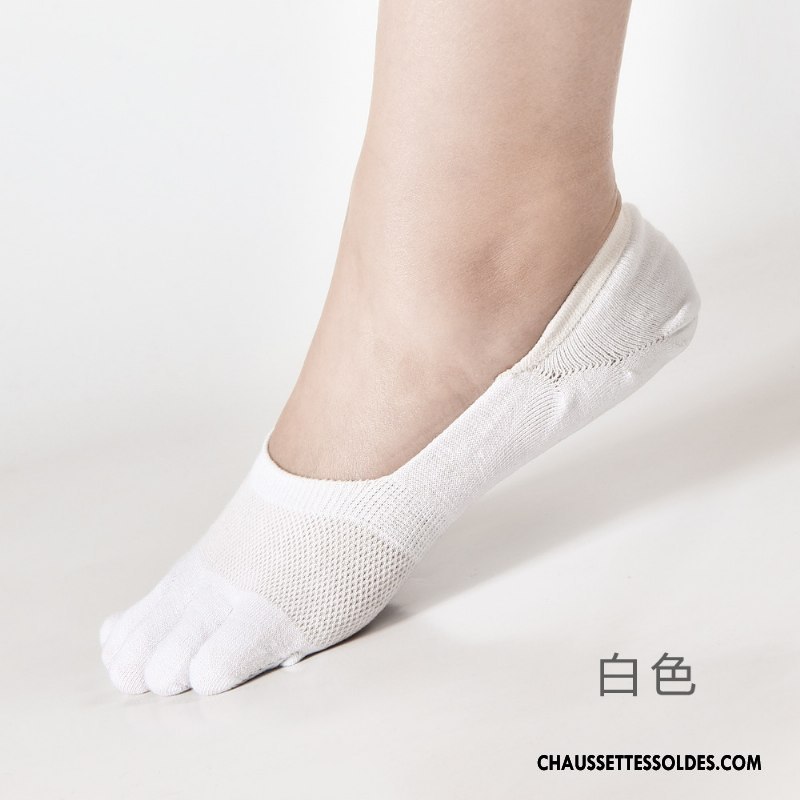 Chaussettes Invisibles Homme Anti-odeur Chaussette Basse Coupée Cinq Doigts Engrener Chaussettes En Coton De Travail Pure Bleu
