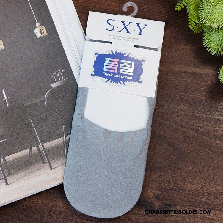 Chaussettes Invisibles Homme Anti-odeur Chaussette Basse Coupée Légère Mocassin Été Silicone Bleu Clair