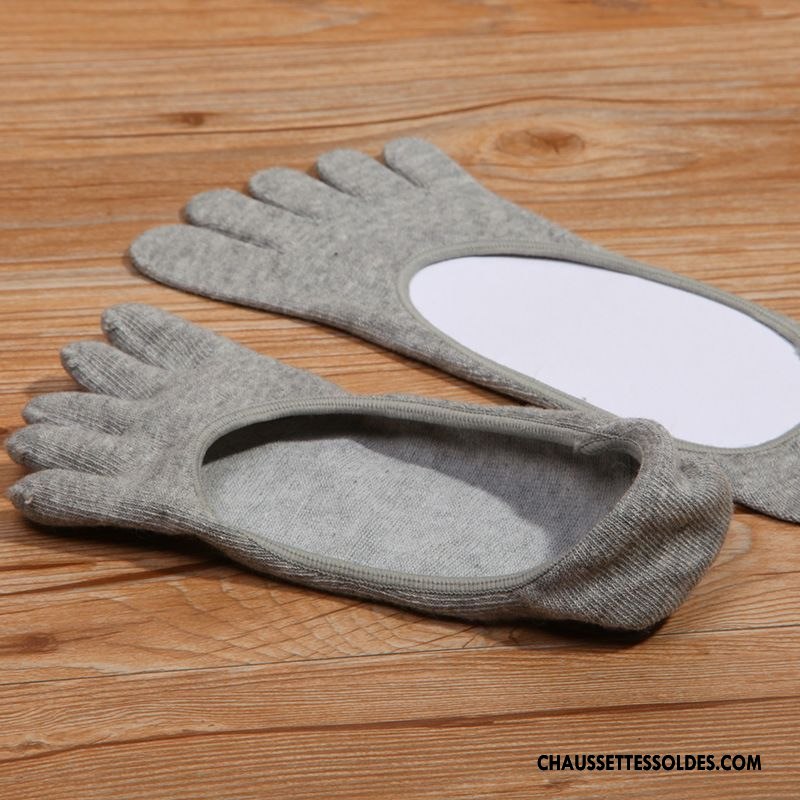 Chaussettes Invisibles Homme Anti-off Cinq Doigts 100% Coton Coton Bio Chaussette Basse Coupée Légère Pure Bleu