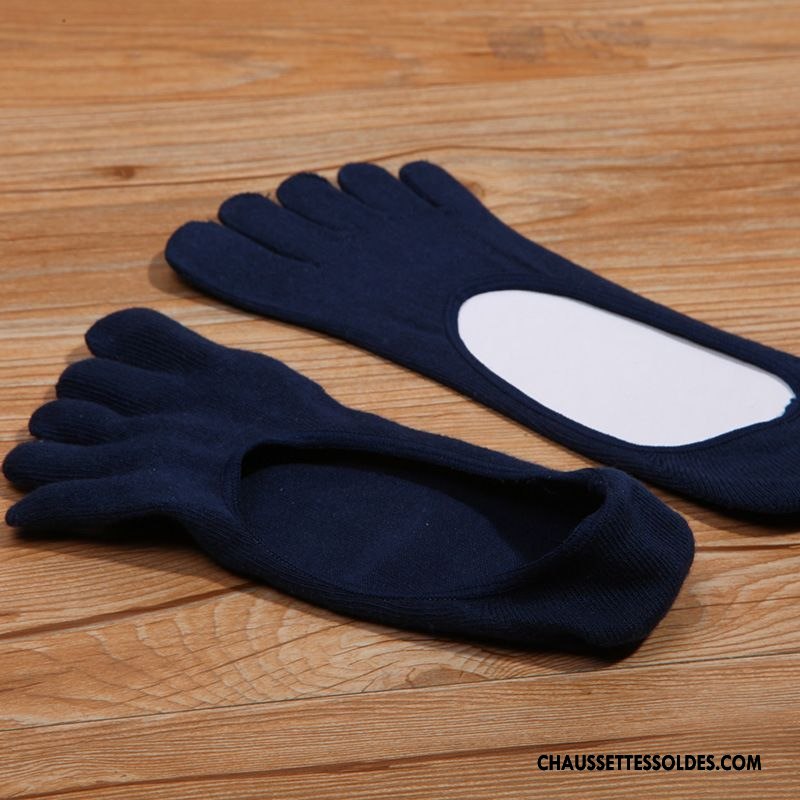 Chaussettes Invisibles Homme Anti-off Cinq Doigts 100% Coton Coton Bio Chaussette Basse Coupée Légère Pure Bleu