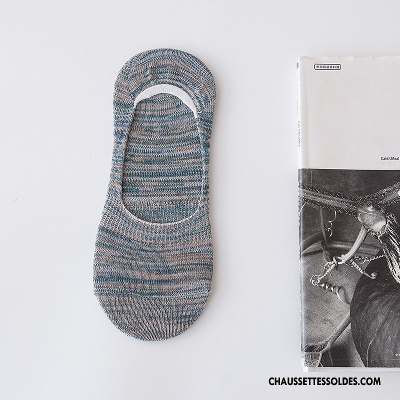 Chaussettes Invisibles Homme Antidérapant Rayé Été Style National Printemps Nouvelles Arrivées Bleu Clair