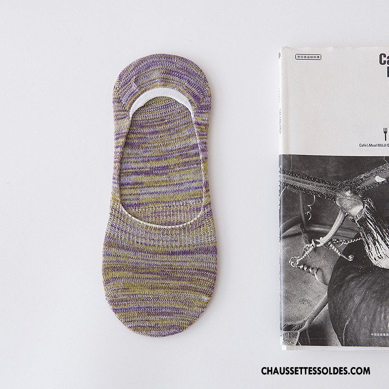 Chaussettes Invisibles Homme Antidérapant Rayé Été Style National Printemps Nouvelles Arrivées Bleu Clair
