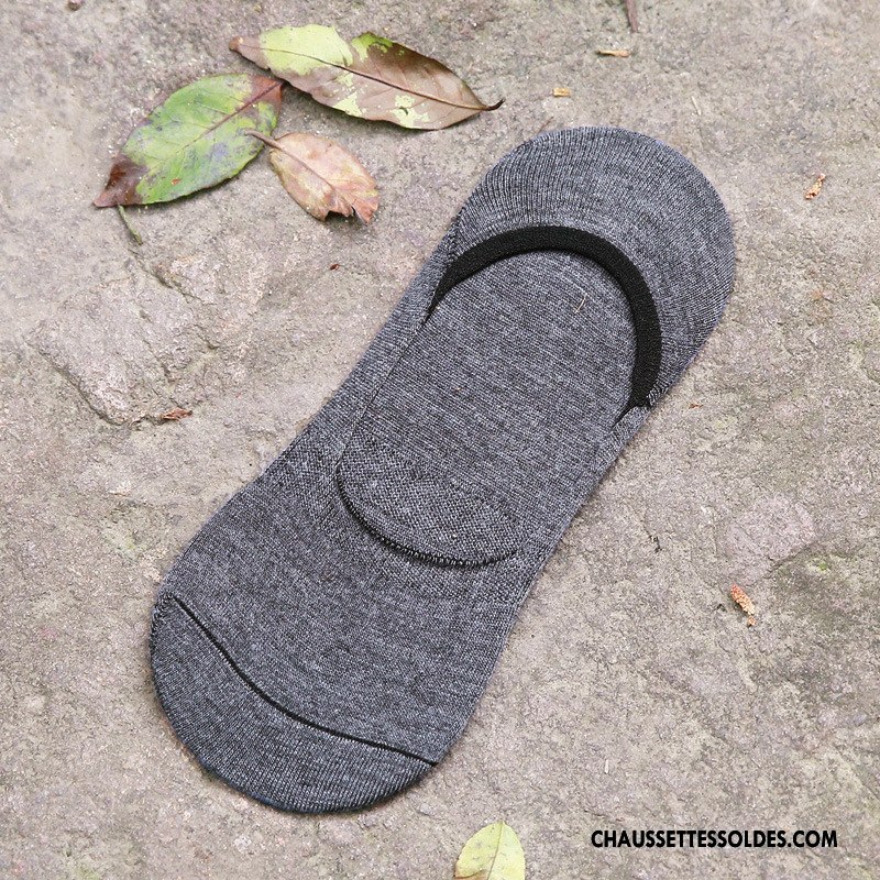 Chaussettes Invisibles Homme Antidérapant Silicone Printemps Chaussette Basse Coupée Été Pure Noir Clair