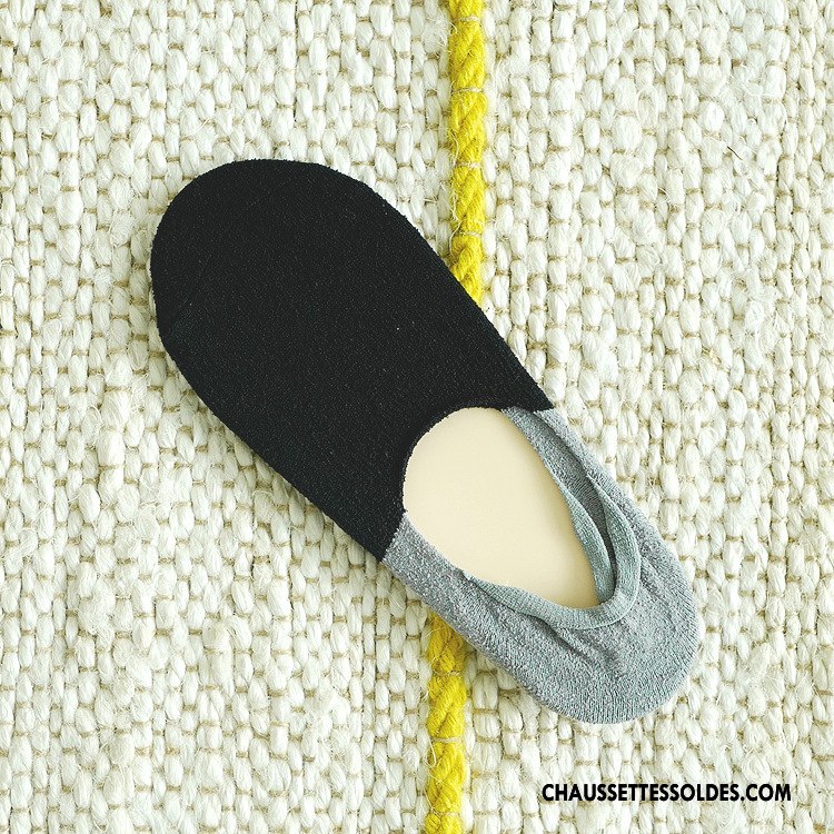 Chaussettes Invisibles Homme Antidérapant Yarn Été Mouvement Chaussette Basse Coupée Coton Couleurs Mixtes Bleu