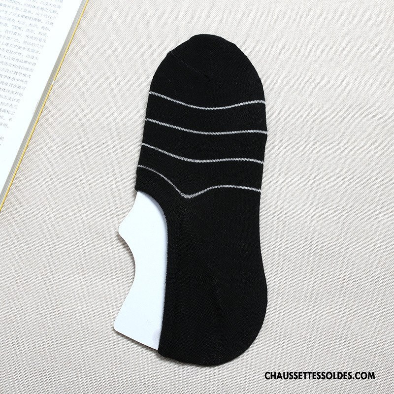 Chaussettes Invisibles Homme Casual Le Nouveau Rayé Printemps Été Blanc Noir