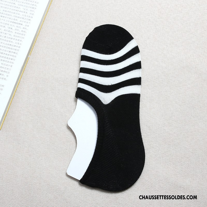 Chaussettes Invisibles Homme Casual Le Nouveau Rayé Printemps Été Blanc Noir